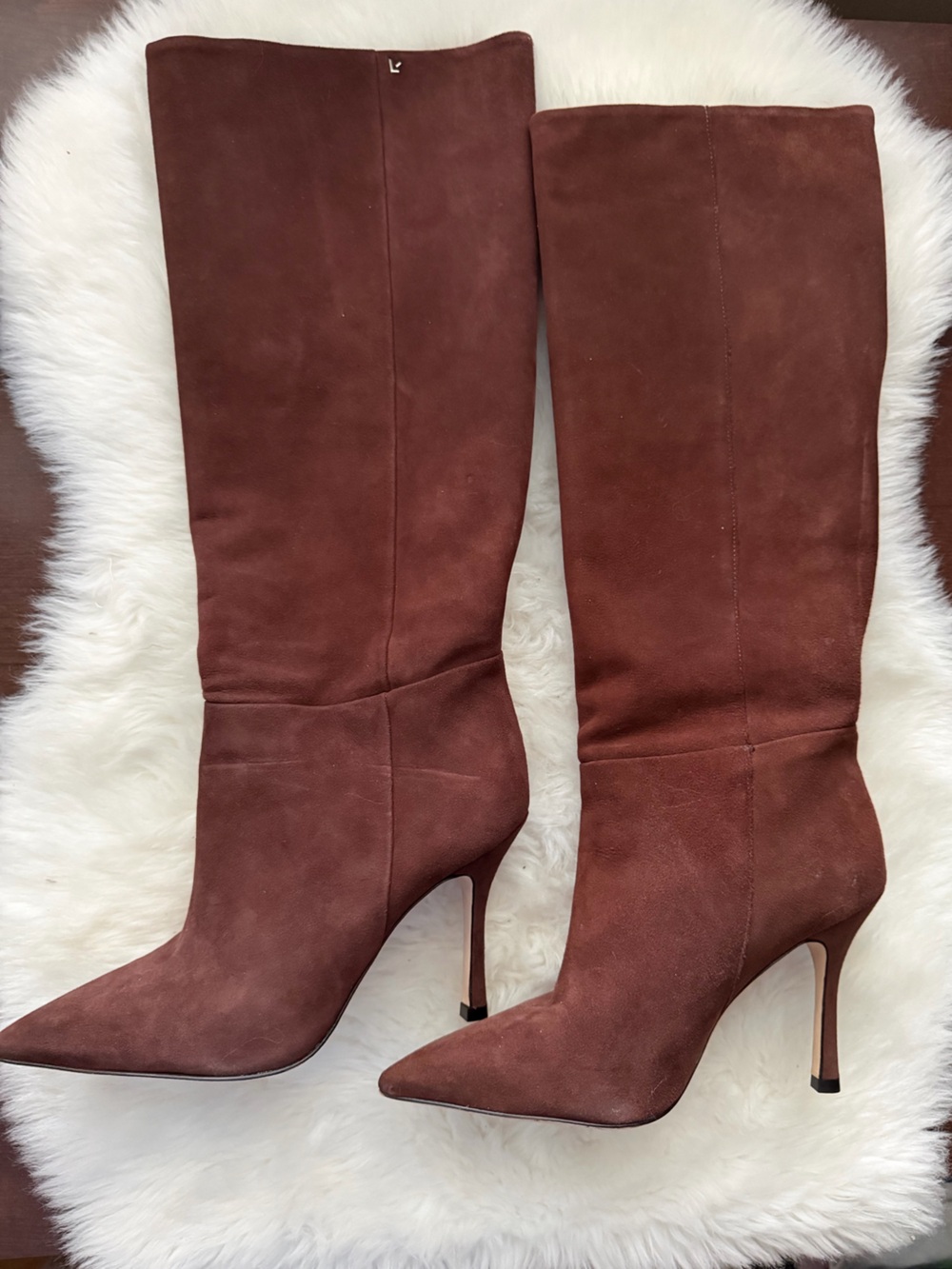 Larroude Brown Suede Over-the-Knee Pointed Stiletto Boots